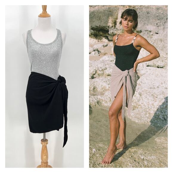 PHIE COLLECTION The Verano Short Sarong Womens Medium Black Beachwear Wrap Skirt - Picture 1 of 15